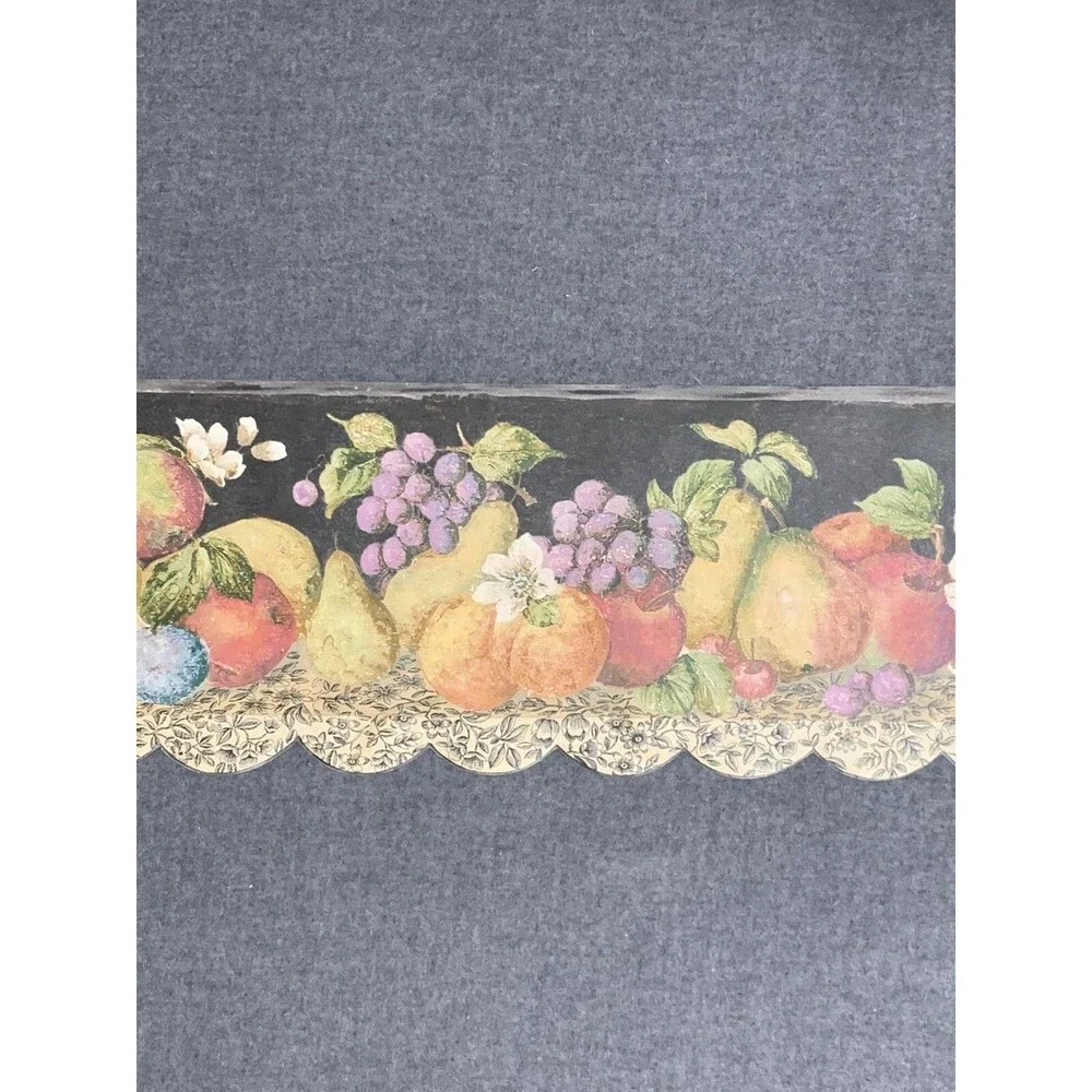 Waverly Fruit Wallpaper Border laser Cut Scalloped Edge Shadowing - 3 count